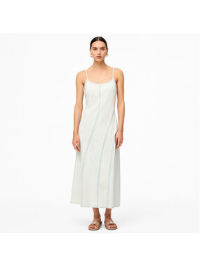 Zara Pale Wash Denim Maxi Slip Dress Minimalist Y2K Seamed Midi, M (Fits S/M)